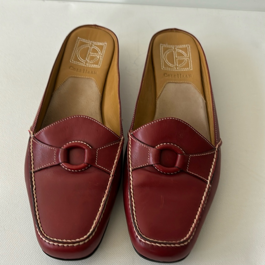 Vintage Cole Haan Color Red, Leather Slide Cute Shoe Nike Airwalk Size 8.5